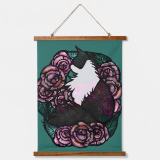 Tuxedo Cat Black and white kitty cats Hanging Tapestry