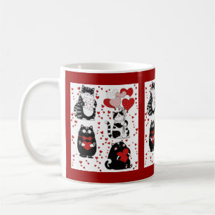 Tuxedo cat black and white Valentine  Coffee Mug