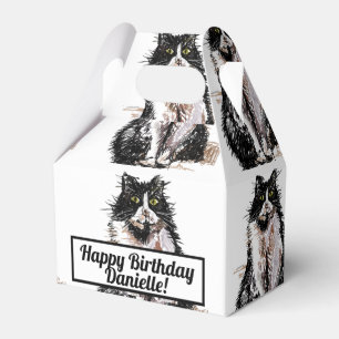 Tuxedo Cat Black Birthday Cats Cake Favour Box