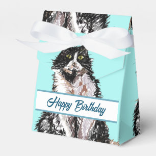 Tuxedo Cat Black White Cats Birthday Cake  Favour Box