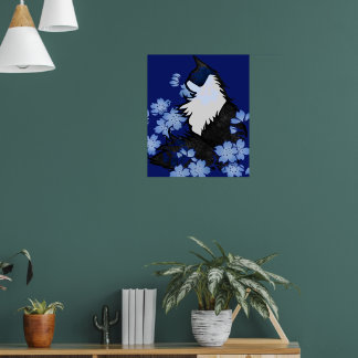 Tuxedo Cat blue tuxedo cats artwork tuxie cat Poster