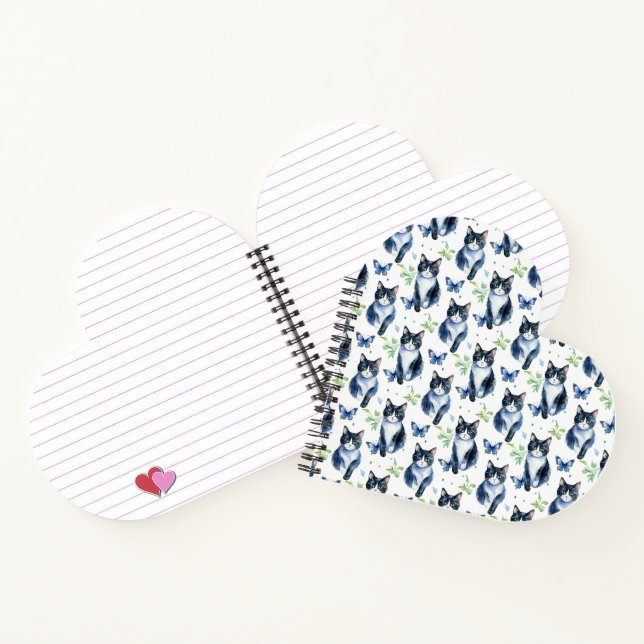 Tuxedo Cat & Butterflies Pattern Notebook (Inside)