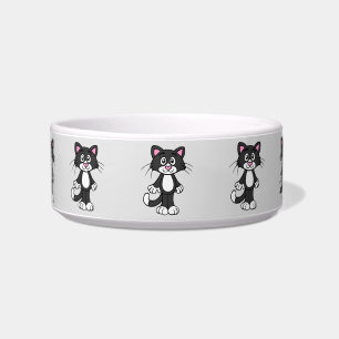 tuxedo cat cat food bowl
