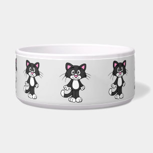 tuxedo cat cat food bowl 