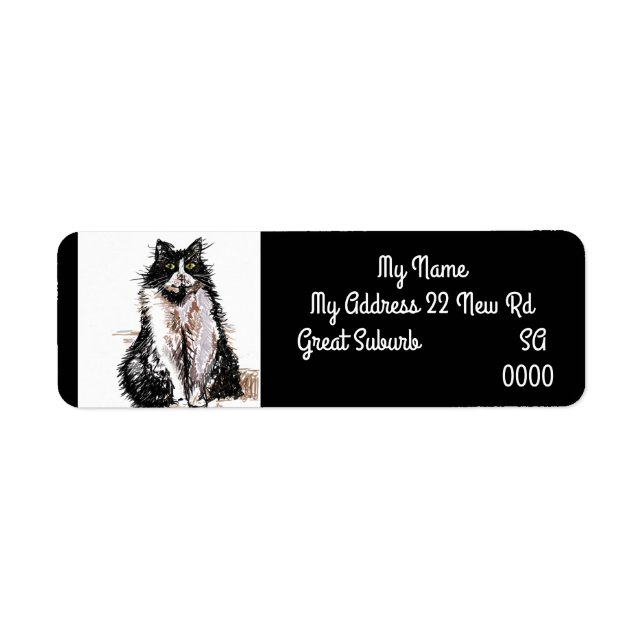 Tuxedo cat Cats Art Return Address Labels (Front)