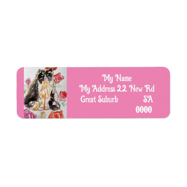 Tuxedo cat Cats Art Return Address Labels (Front)