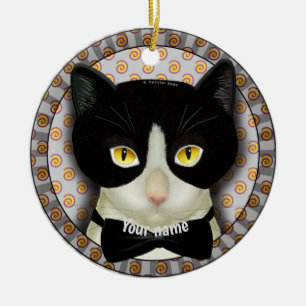 Tuxedo Cat   Ceramic Tree Decoration