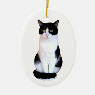 Tuxedo Cat Ceramic Tree Decoration
