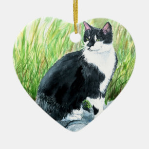 Tuxedo Cat Ceramic Tree Decoration