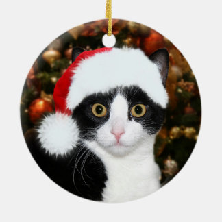 Tuxedo cat Christmas Ceramic Tree Decoration