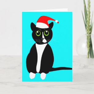 Tuxedo cat Christmas greeting card