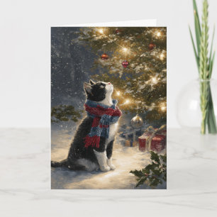 Tuxedo Cat Christmas Holiday Card