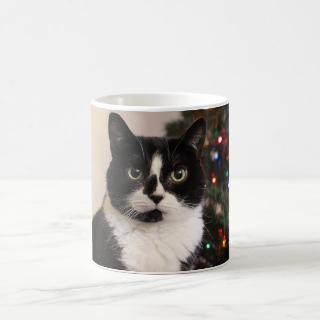 Tuxedo Cat Christmas Mug (Center)