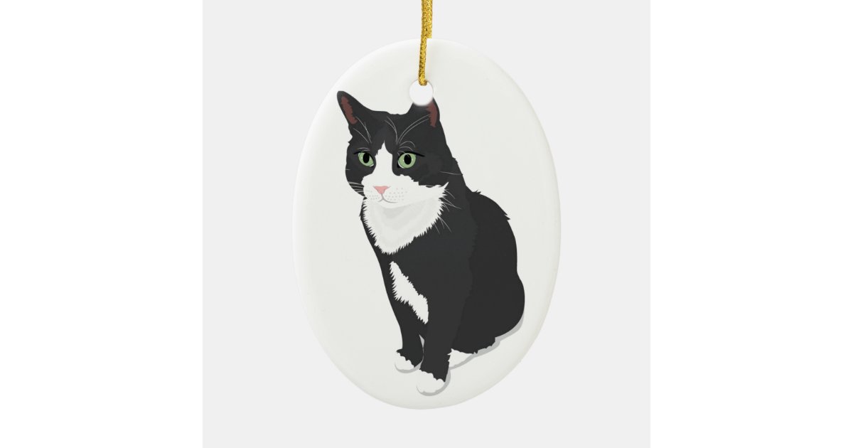 Tuxedo Cat Christmas Ornament 