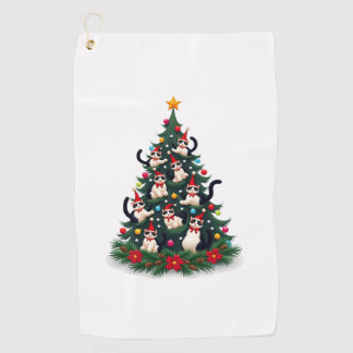 Tuxedo Cat Christmas Tree Tuxedo Cat Lights Xmas M Golf Towel