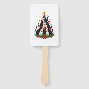 Tuxedo Cat Christmas Tree Tuxedo Cat Lights Xmas M Hand Fan