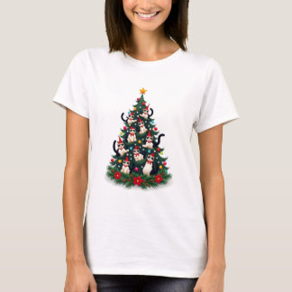 Tuxedo Cat Christmas Tree Tuxedo Cat Lights Xmas M T-Shirt