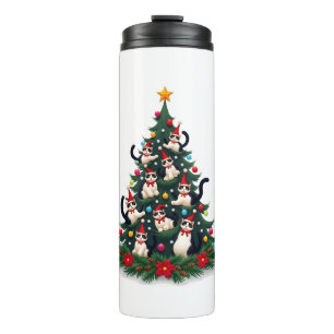 Tuxedo Cat Christmas Tree Tuxedo Cat Lights Xmas M Thermal Tumbler