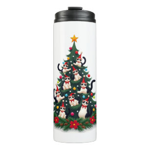 Tuxedo Cat Christmas Tree Tuxedo Cat Lights Xmas M Thermal Tumbler