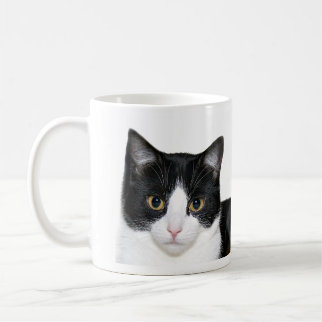 Tuxedo cat coffee mug (Left)