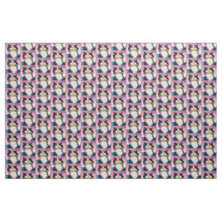 Tuxedo Cat Colourful Fabric