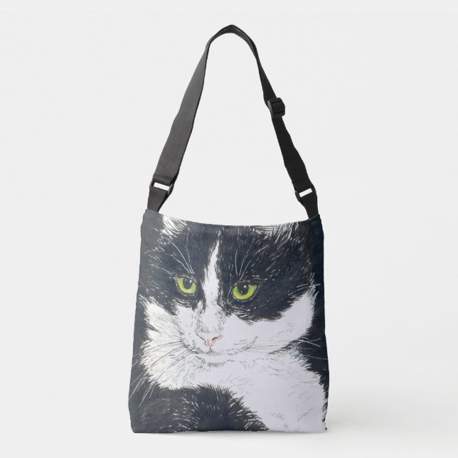 Tuxedo cat crossbody bag (Front)