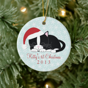 Tuxedo Cat Custom Christmas Ornaments
