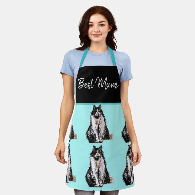 Tuxedo Cat Cute Cats Black White Animal Mom Apron (Worn)