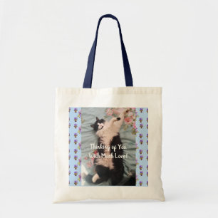 Tuxedo Cat Cute Funny Thinking of You Tote Bag