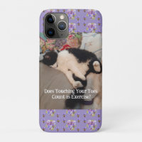 Tuxedo Cat Cute Happy Birthday Touching Toes Card