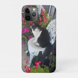 Tuxedo Cat Cute Pretty Flowers Cats Birthday Card iPhone 11 Pro Case