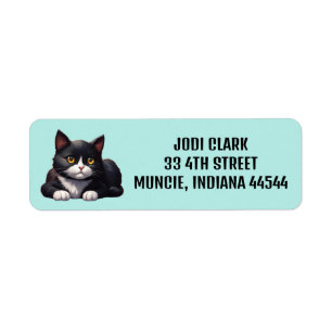 TUXEDO CAT CUTE RETURN ADDRESS LABELS