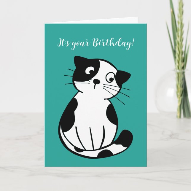 Tuxedo Cat Design Greeting Card (Front)
