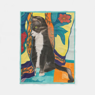 Tuxedo Cat Fleece Blanket