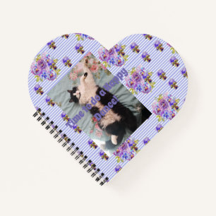 Tuxedo Cat Funny Cute Floral Happy Dance Notebook