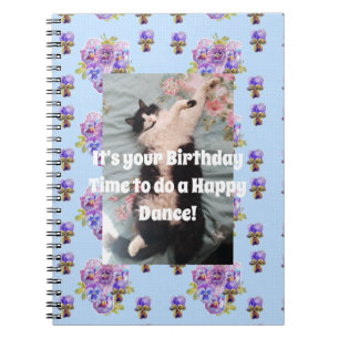 Tuxedo Cat Funny Cute Floral Purple Notebook