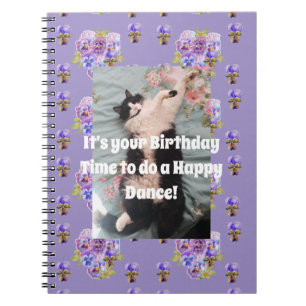 Tuxedo Cat Funny Cute Floral Purple Notebook