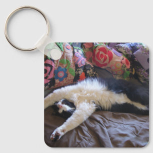 Tuxedo Cat Funny Mexican Wave Cute Birthday Key Ri Key Ring