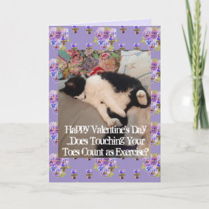 Tuxedo Cat Funny Touching Toes Valentines Day Card
