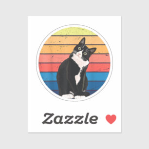 Tuxedo Cat Gift Retro Colours for Animal Lovers