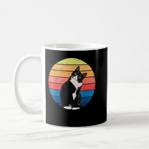 Tuxedo Cat Gift Retro Colours for Animal Lovers Coffee Mug