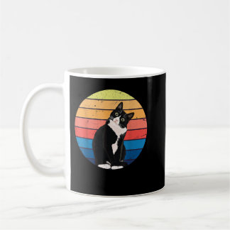 Tuxedo Cat Gift Retro Colours for Animal Lovers Coffee Mug