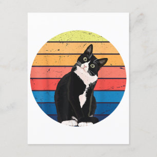 Tuxedo Cat Gift Retro Colours for Animal Lovers Enclosure Card