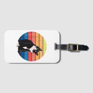 Tuxedo Cat Gift Retro Colours for Animal Lovers Luggage Tag