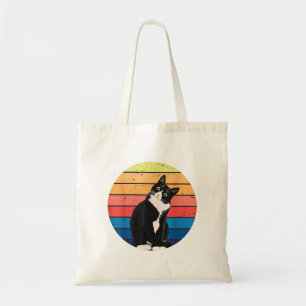 Tuxedo Cat Gift Retro Colours for Animal Lovers Tote Bag