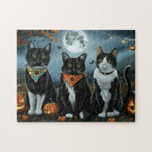 Tuxedo Cat Halloween Spooky Jigsaw Puzzle
