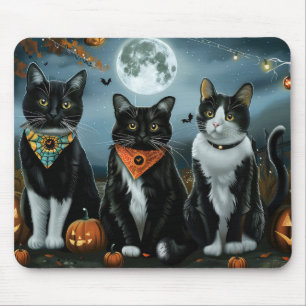 Tuxedo Cat Halloween Spooky Mouse Mat