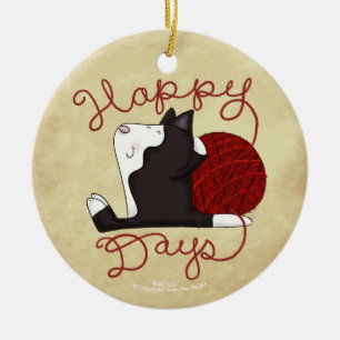 Tuxedo Cat- Happy Days Ceramic Tree Decoration