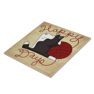 Tuxedo Cat- Happy Days Tile