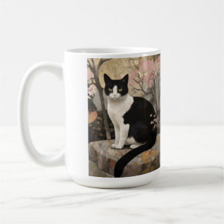 Tuxedo Cat in a Garden Coffee Mug